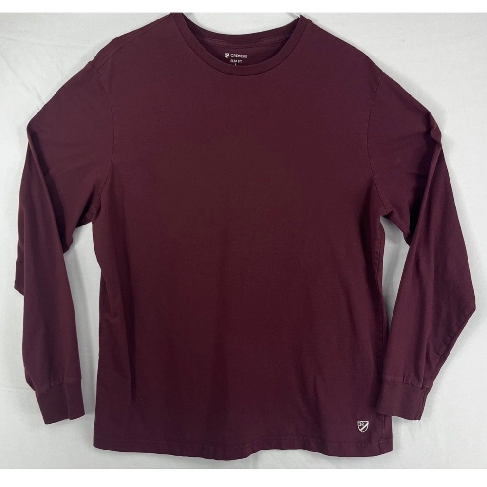 Cremieux Slim Fit Long Sleeve T-Shirt Mens Large Burgundy Maroon Crew Neck Logo